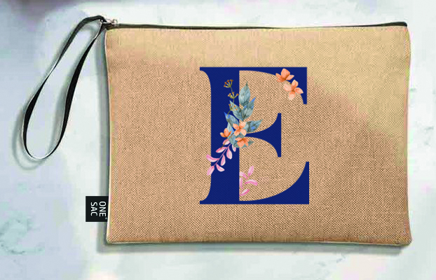 Bolso de mano letra e una pieza (diseño variado) (25×18×1 )